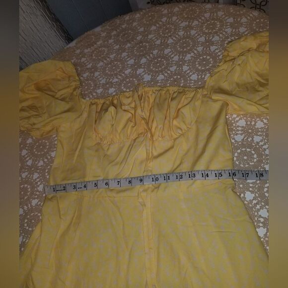 Summer Puff Sleeve Floral Split Maxi Dress Flowy A Line Casual Beach Long Dress - Picture 4 of 9